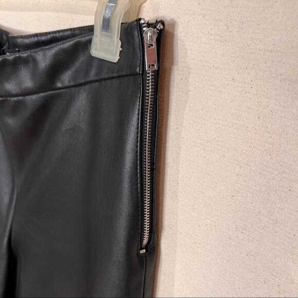 Zara Black Leather Ruffle Hem Pants - Picture 4 of 11